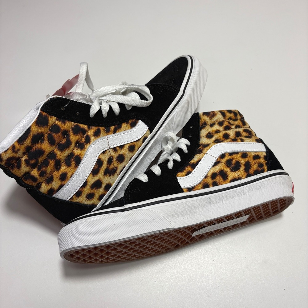 NEW Vans Sk8-Hi Sneakers Women's 6 Black Leopard Print‎ High Top Lace Up Skater